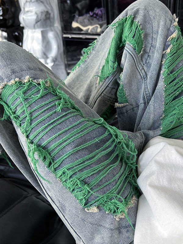 Zerrissene, ausgefranste Jeans für Herren-2