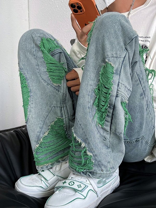 Zerrissene, ausgefranste Jeans für Herren-3