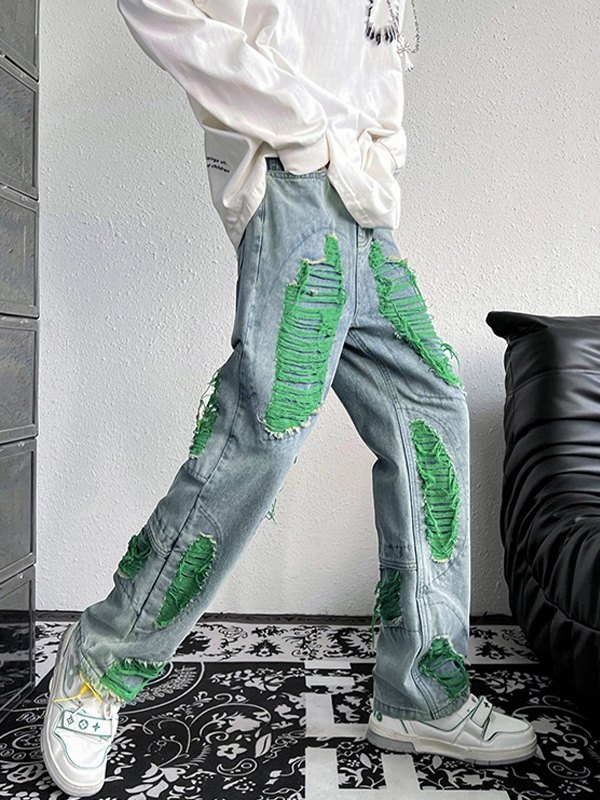 Zerrissene, ausgefranste Jeans für Herren-1