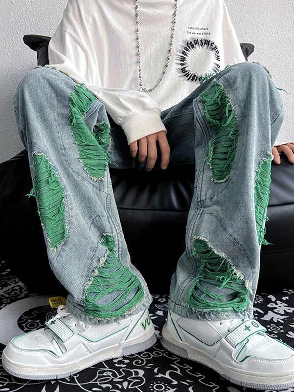 Zerrissene, ausgefranste Jeans für Herren-4