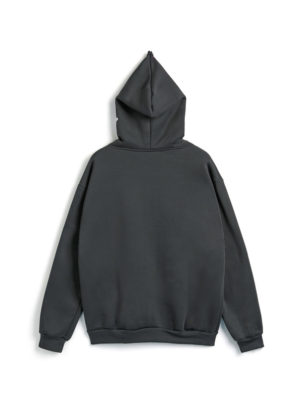 Übergroßer Kapuzenpullover mit durchgehendem Reißverschluss und Street-Skull-Stern-Herz-Print für Herren-5
